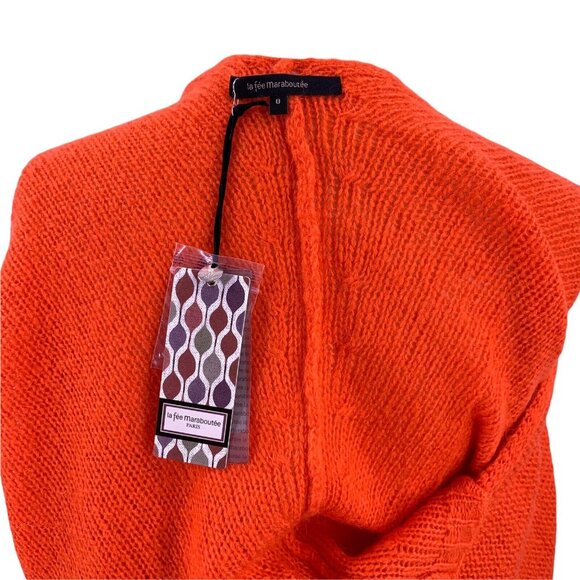 NWT La Fee Maraboutee Flame Orange Mohair Cocoon Cardigan Sweater Size 1/S - Picture 4 of 7